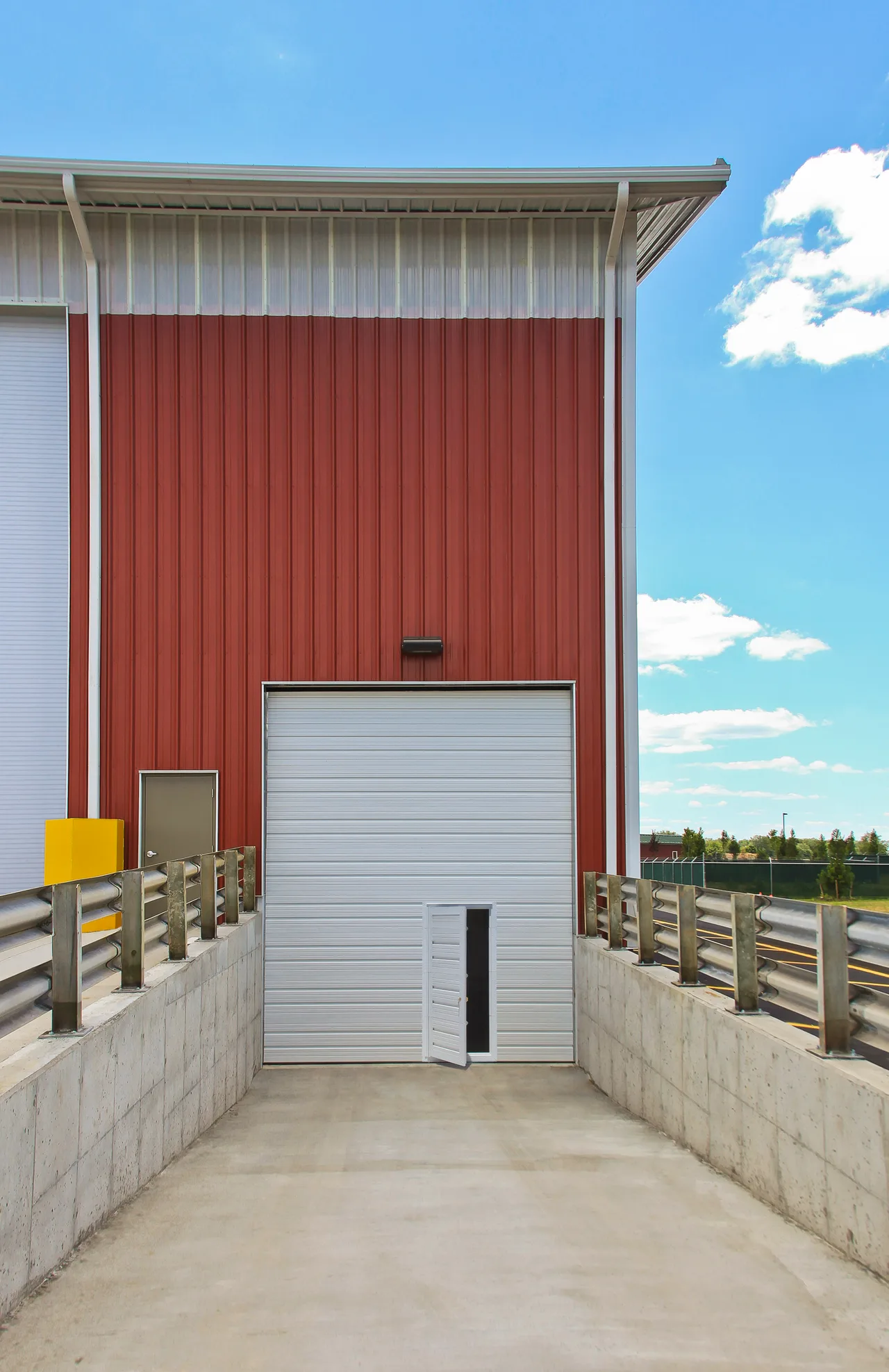 Clopay commercial ribbed steel door on a shop