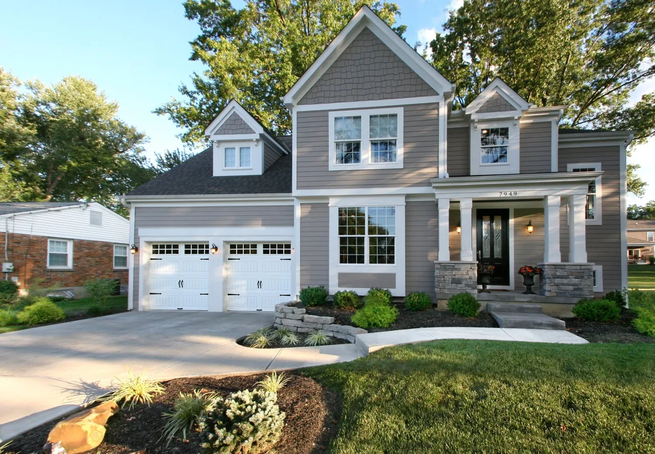 White doors on a gray house